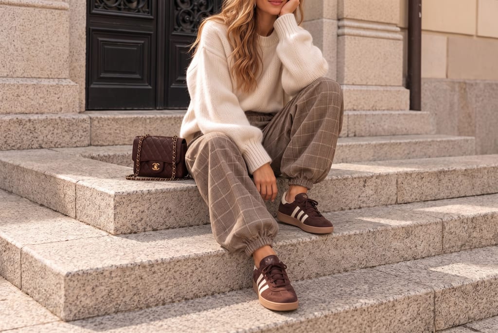 Ruit Balloon Jogger Broek Choco · dames jurkjes