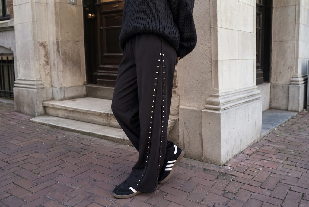 Studded Wide Leg Pantalon Black — dames jurkjes