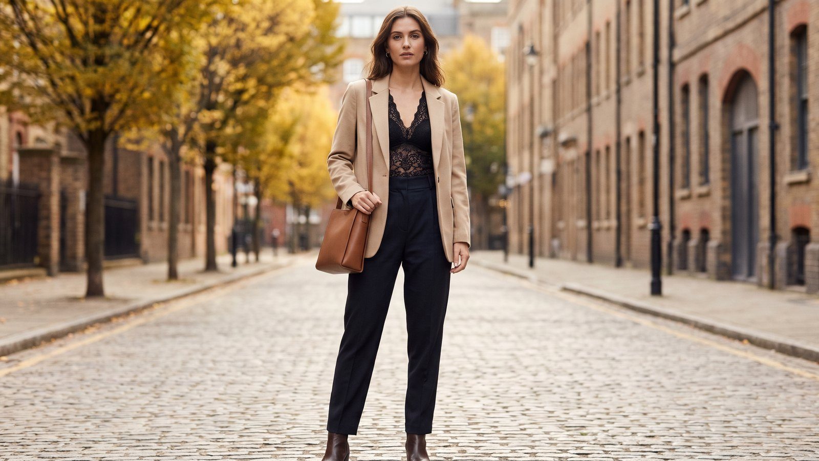 Kanten top met V-hals onder een blazer of vest