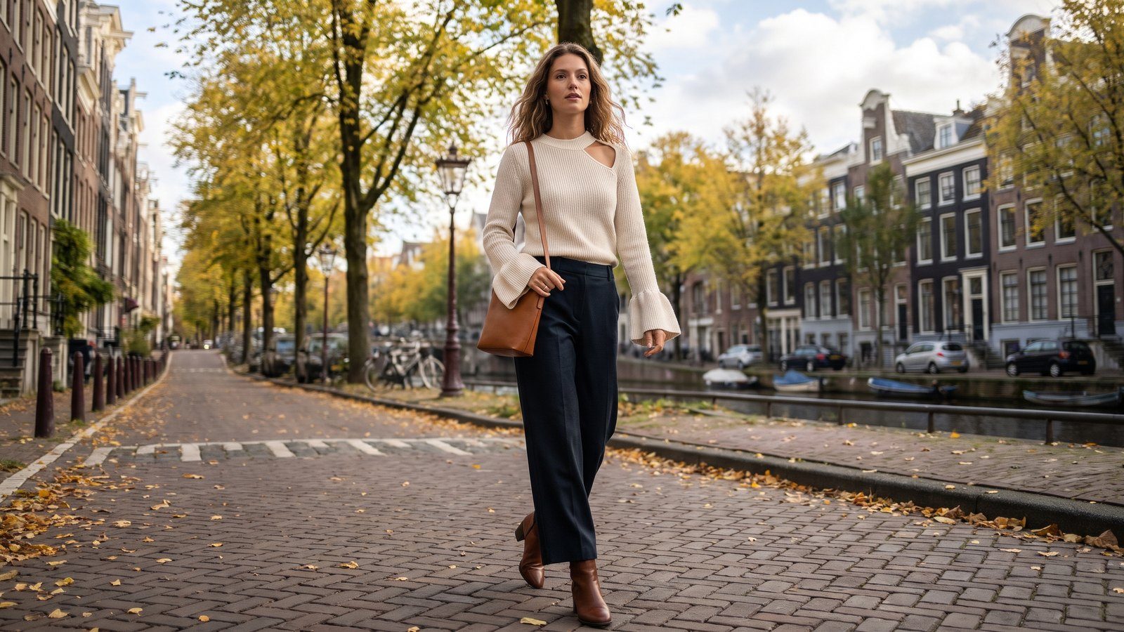 Trui met open schouder stylen met ruffles en flared mouwen