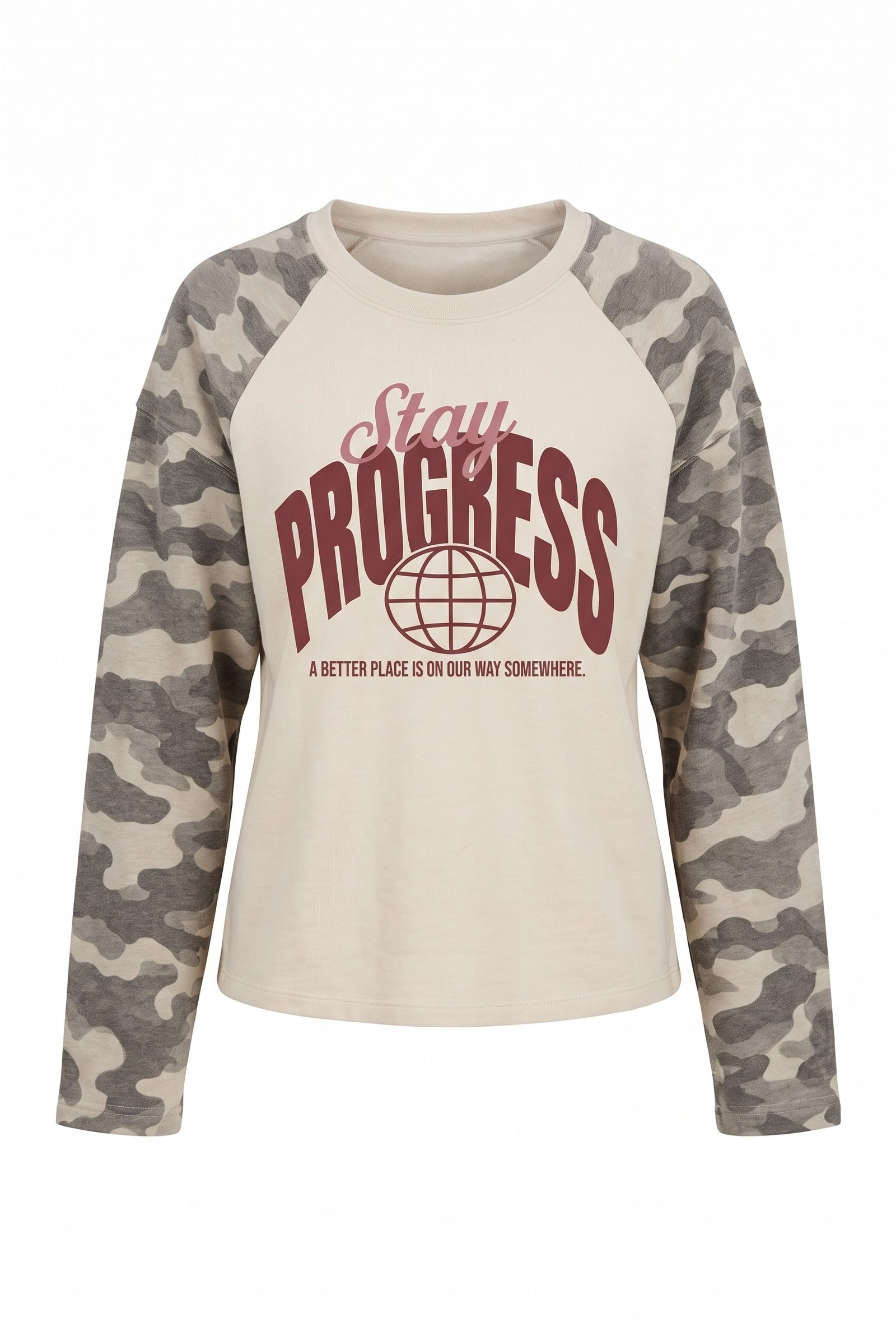 Stay Progress Top Camo Army Grey