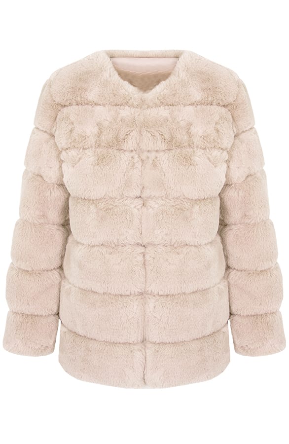 Faye Fake Fur Coat Beige – shoparchief