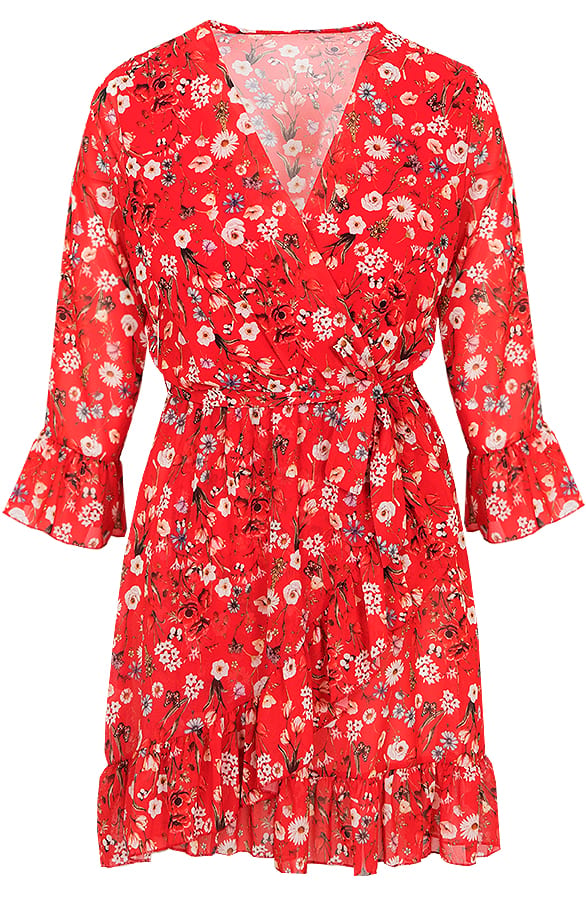 Demi Bloemen Jurk Rood – shoparchief