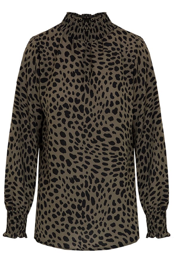 Mayra Cheetah Blouse Groen – shoparchief