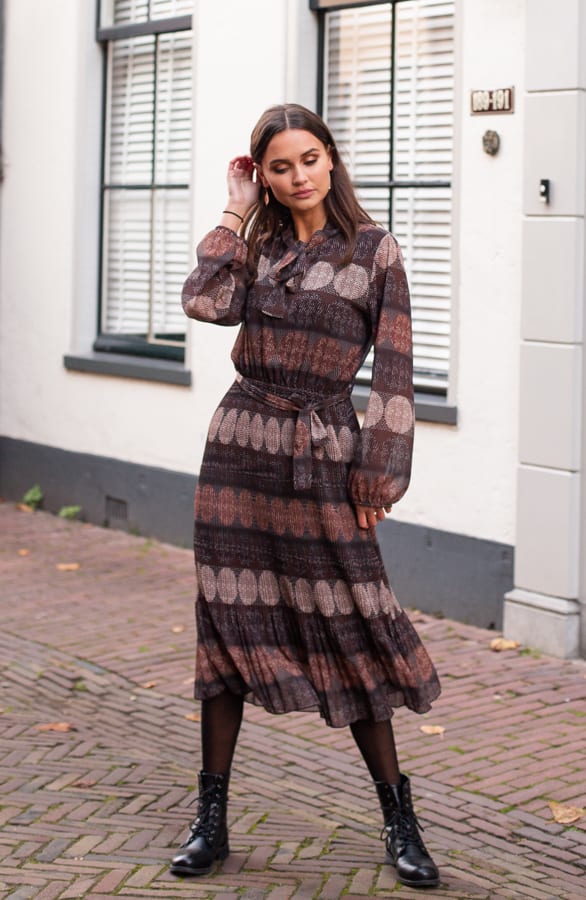 Cherry Print Jurk Bruin – shoparchief — foto 2