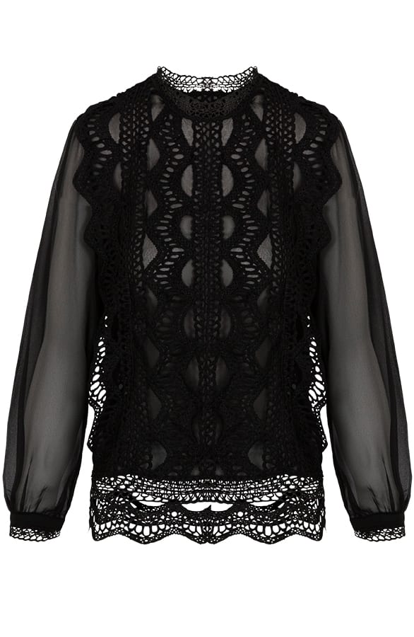 Claire Blouse Kant Zwart – shoparchief