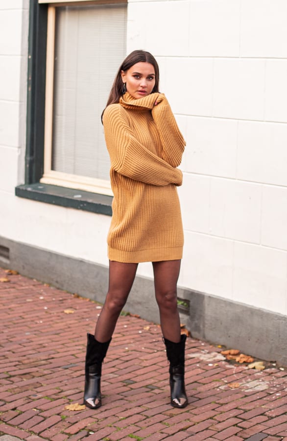 Maggie Gebreide ColJurk Okergeel – shoparchief — foto 3