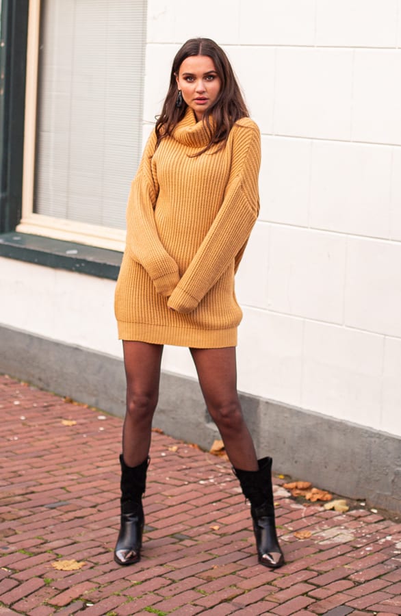 Maggie Gebreide ColJurk Okergeel – shoparchief — foto 2