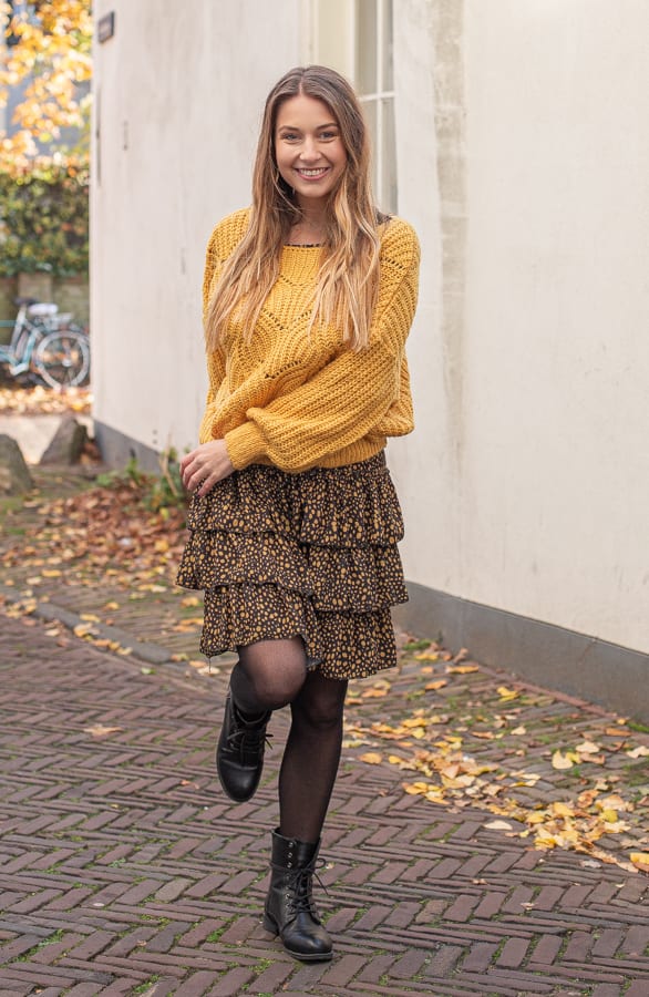 Nataly Cheetah Jurk Zwart Oker – shoparchief — foto 4