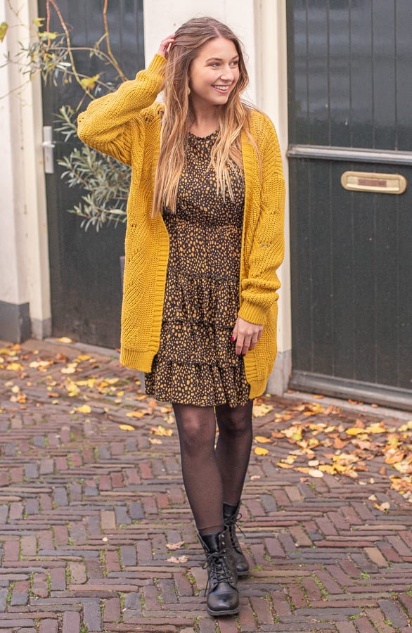Nataly Cheetah Jurk Zwart Oker – shoparchief — foto 6