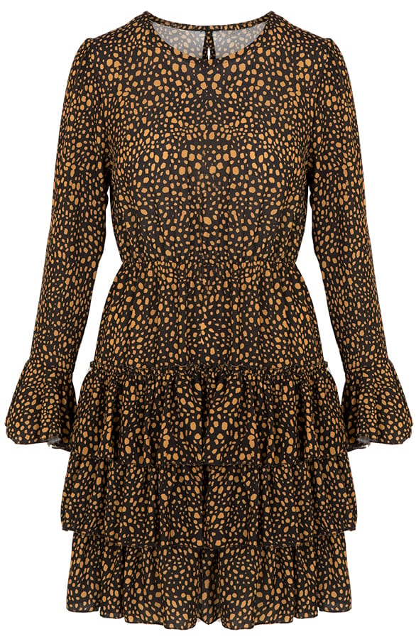 Nataly Cheetah Jurk Zwart Oker β shoparchief