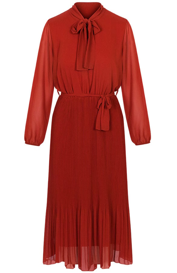 Riley Plisse Jurk Terracotta – shoparchief