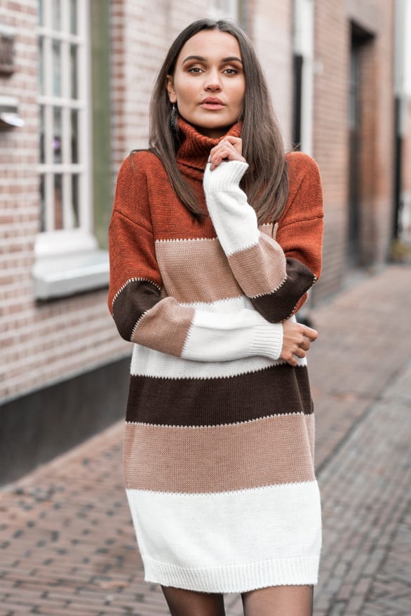 Ashley Gestreepte Coljurk Cognac – shoparchief — foto 2