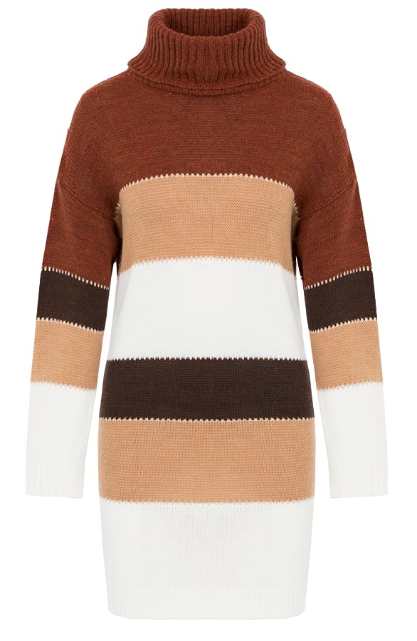 Ashley Gestreepte Coljurk Cognac – shoparchief