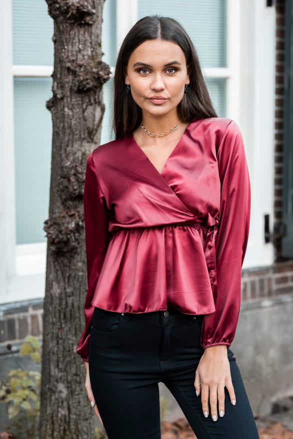 Blaire Satin Blouse Bordeaux – shoparchief — foto 2