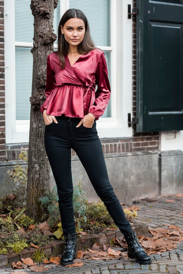 Blaire Satin Blouse Bordeaux – shoparchief — foto 3