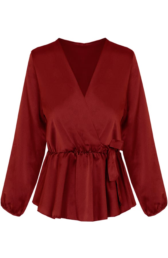 Blaire Satin Blouse Bordeaux – shoparchief