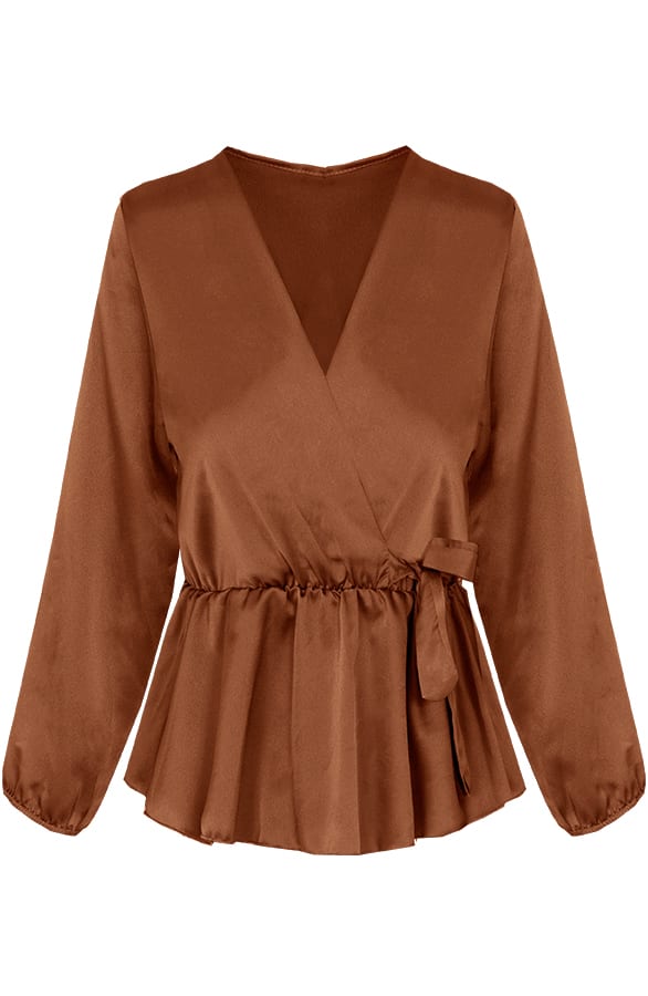Blaire Satin Blouse Camel – shoparchief