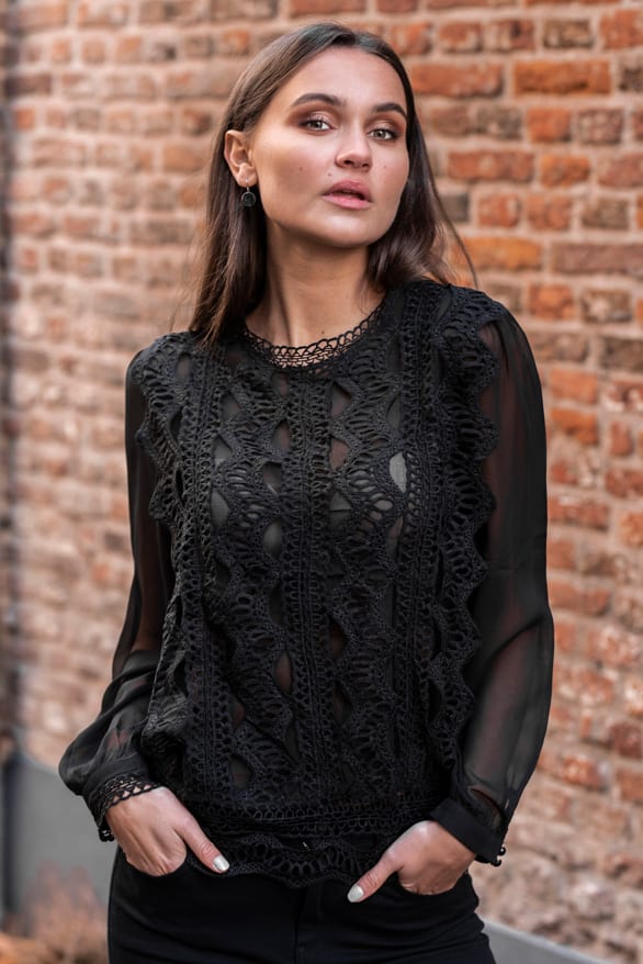 Claire Blouse Kant Zwart – shoparchief — foto 2