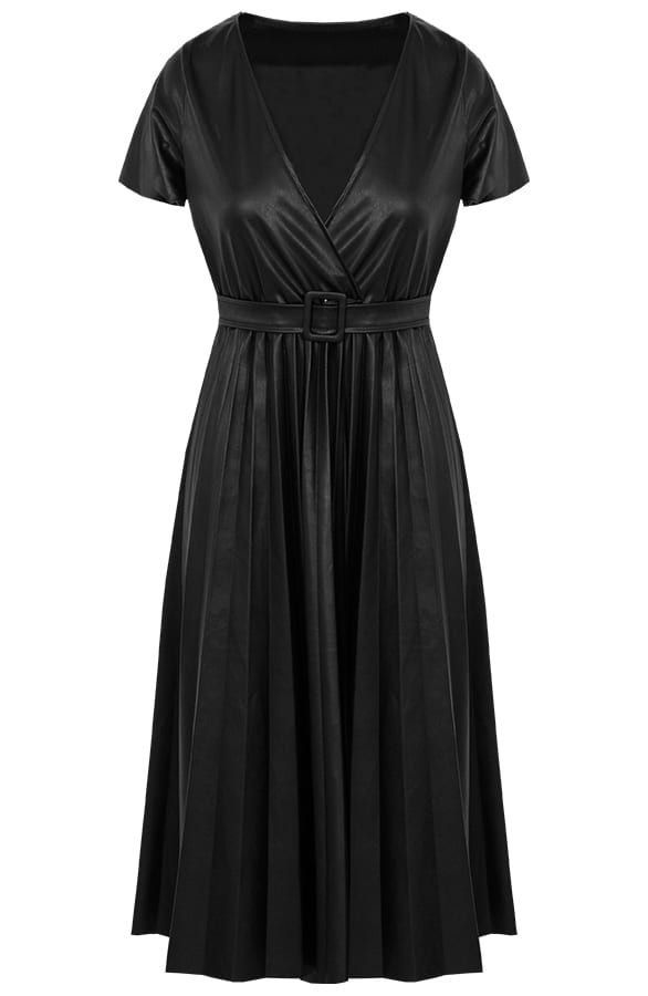 Jade Leren Plisse Jurk β shoparchief