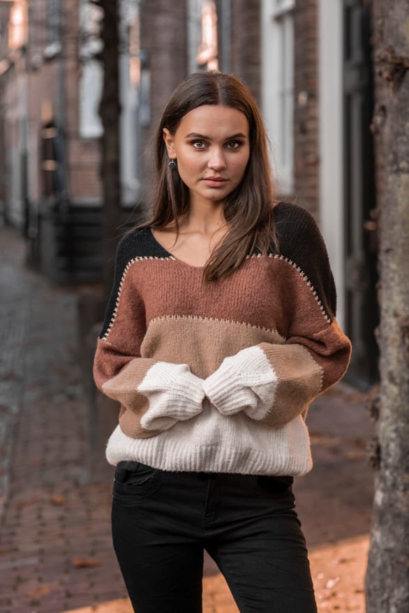 Laura Gestreepte Trui Bruin – shoparchief — foto 2