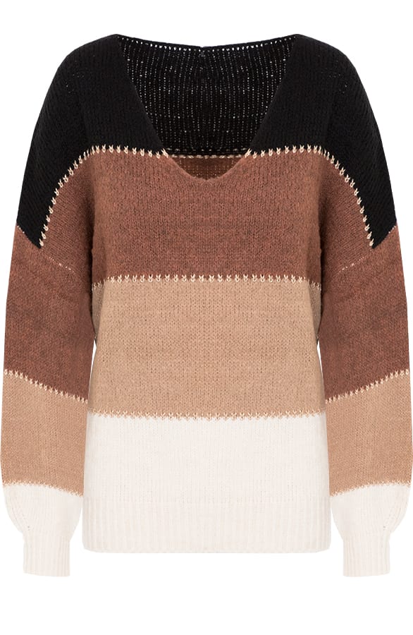Laura Gestreepte Trui Bruin – shoparchief
