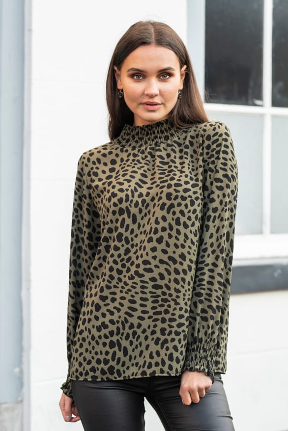 Mayra Cheetah Blouse Groen – shoparchief — foto 2