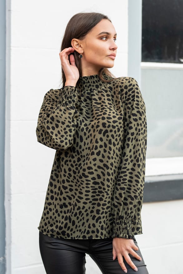 Mayra Cheetah Blouse Groen – shoparchief — foto 3