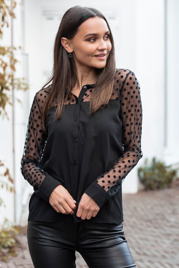 Nola Polkadot Blouse Black – shoparchief — foto 2