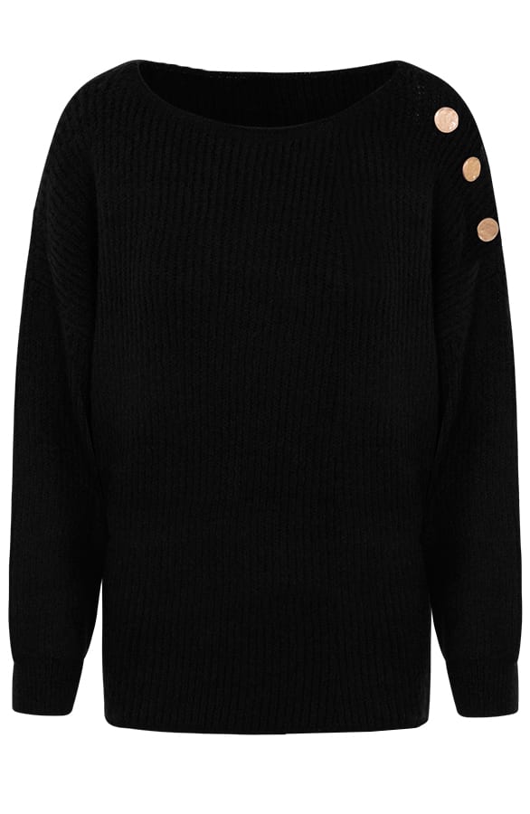 Silva Button Sweater Black – shoparchief