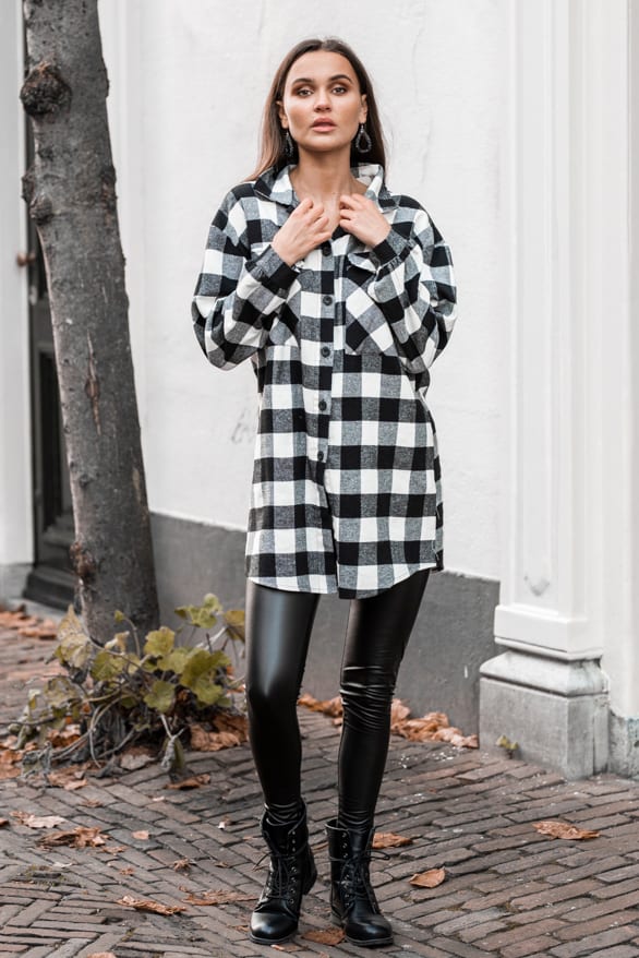 Zoey Geblokte Blouse Zwart Wit – shoparchief — foto 2