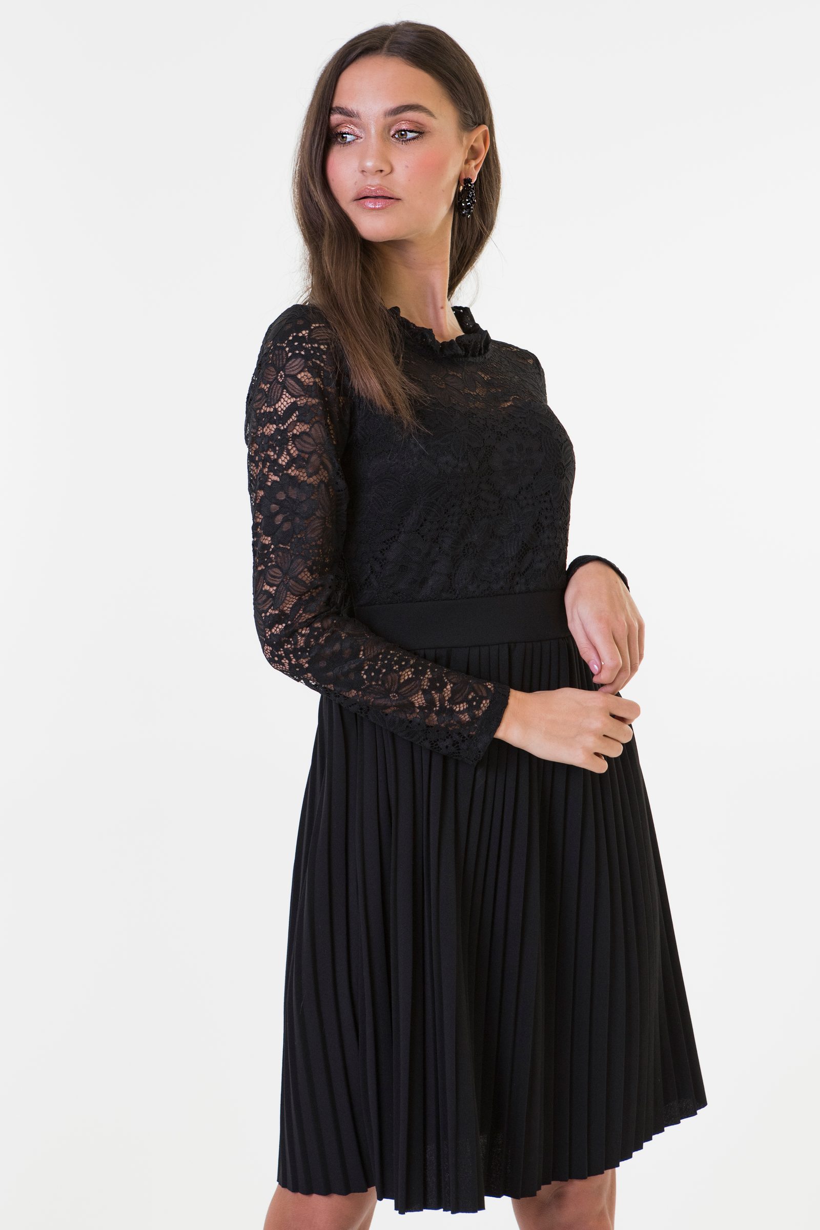 Anny Plisse Jurk Kant Zwart – shoparchief