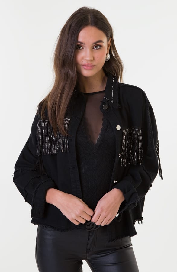 Jess Jacket Oversized Fringe Zwart – shoparchief — foto 2