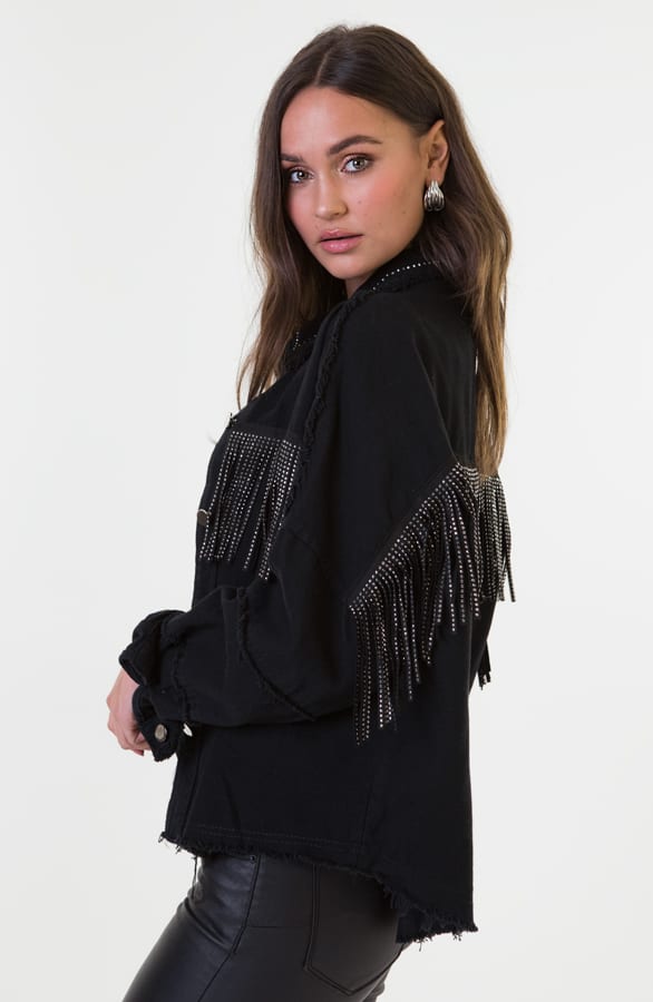 Jess Jacket Oversized Fringe Zwart – shoparchief — foto 4