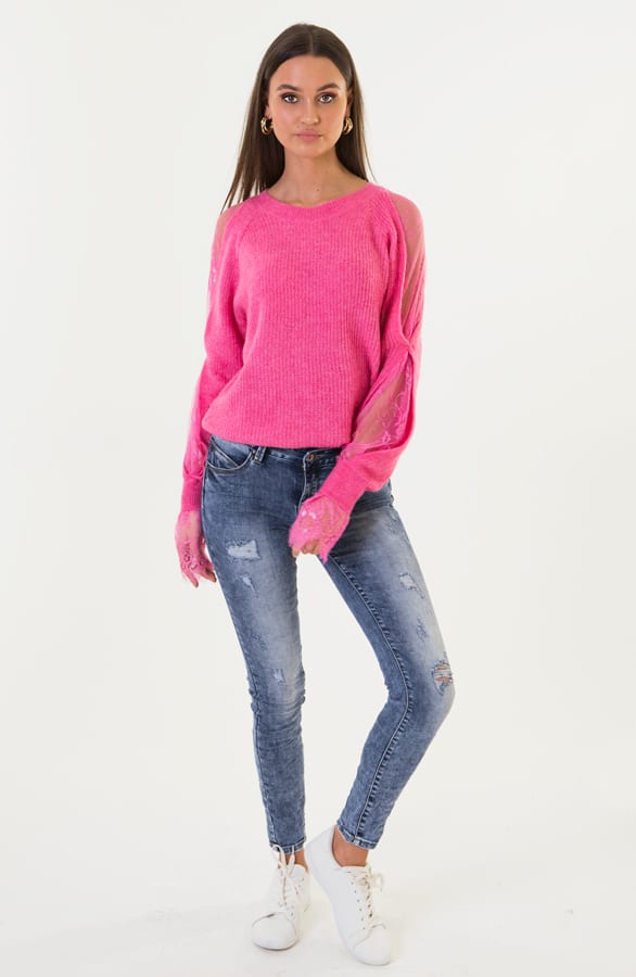 Kimberly Kanten Mouwen Trui Fuchsia – shoparchief — foto 4