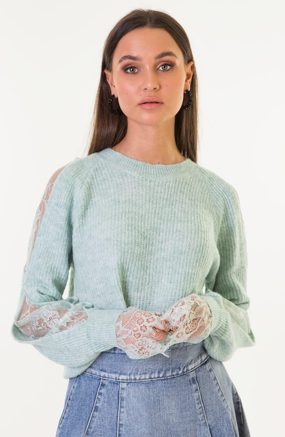 Kimberly Kanten Mouwen Trui Mint – shoparchief — foto 3