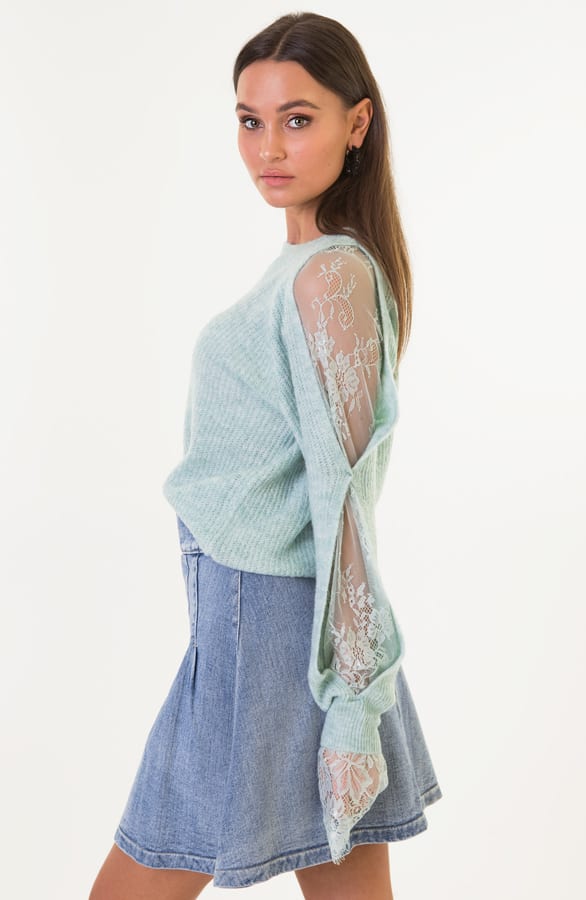 Kimberly Kanten Mouwen Trui Mint – shoparchief — foto 2