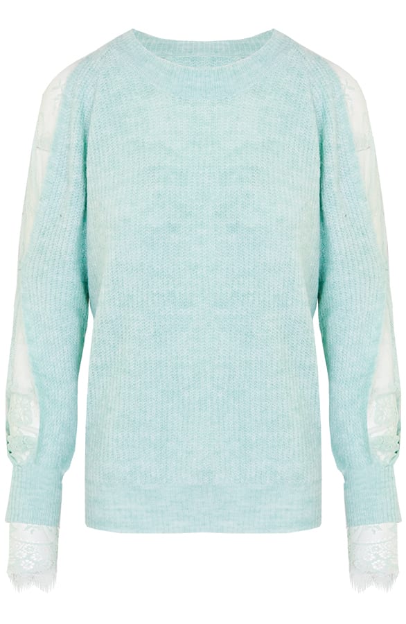 Kimberly Kanten Mouwen Trui Mint – shoparchief