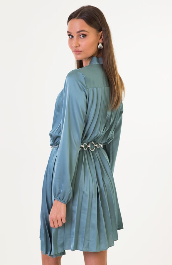 Laurie Plisse Jurk Turquoise – shoparchief — foto 4