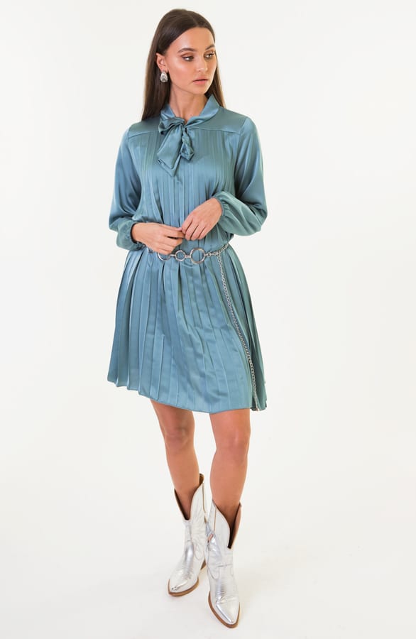 Laurie Plisse Jurk Turquoise – shoparchief — foto 3