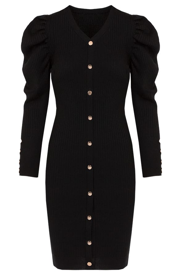 Lina Knopen Jurk Zwart – shoparchief