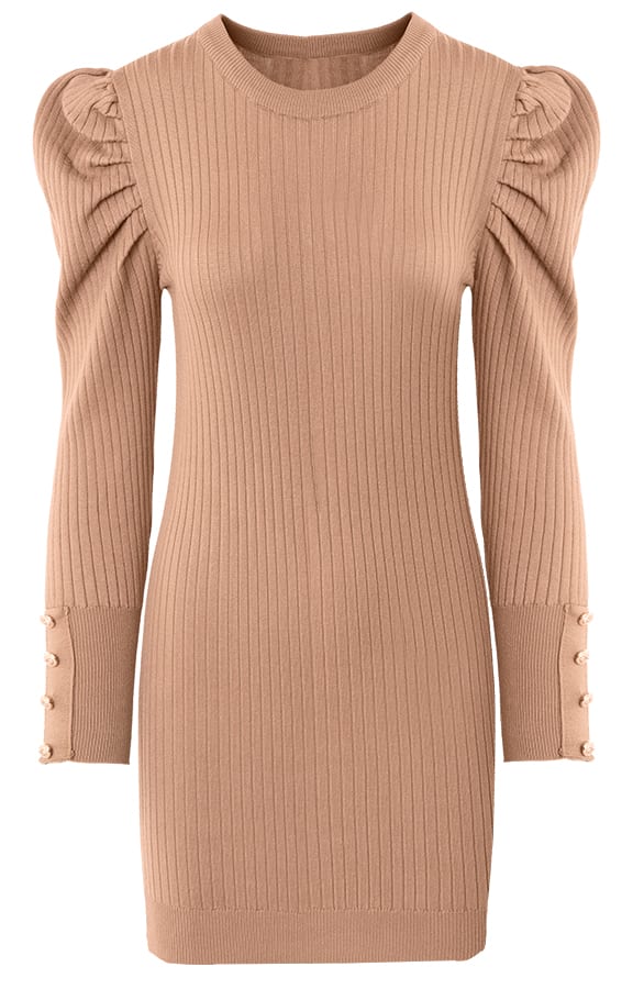 Louise Stretch Jurk Taupe – shoparchief