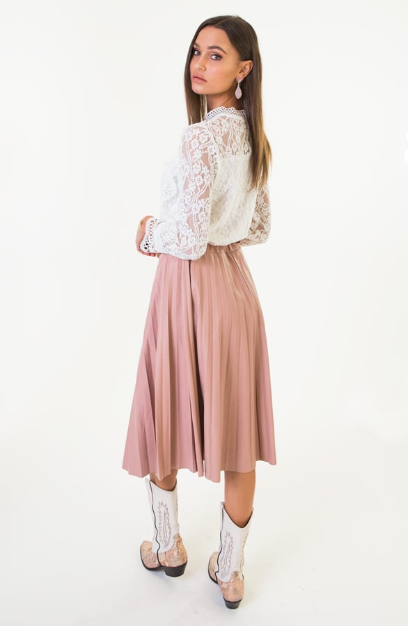 Marni Leren Plisse Rok Roze – shoparchief — foto 4