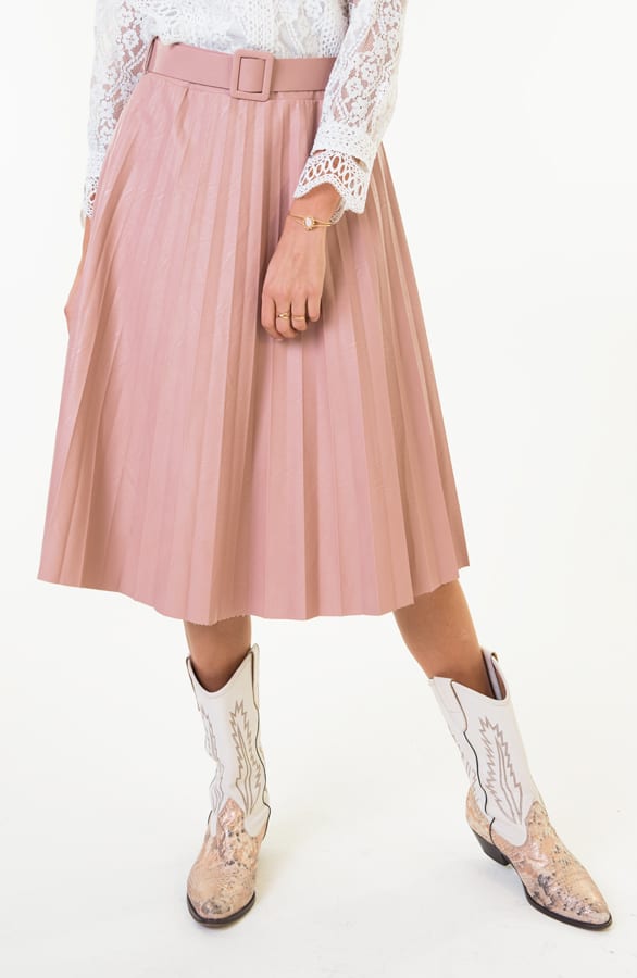 Marni Leren Plisse Rok Roze – shoparchief — foto 2