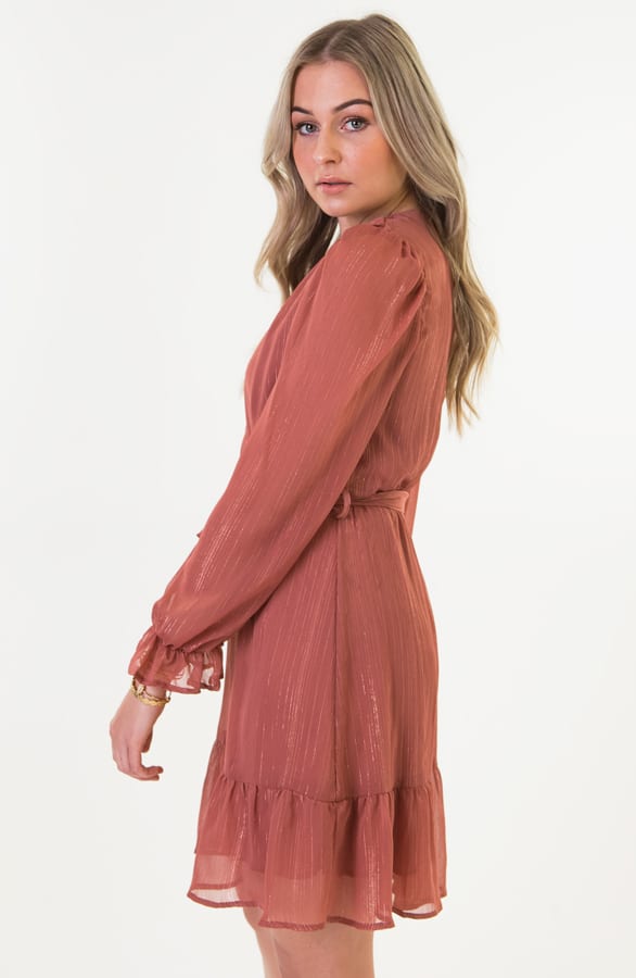 Miranda Omslag Ruches Jurk Oud Roze – shoparchief — foto 4