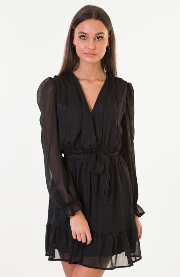 Miranda Omslag Ruches Jurk Zwart – shoparchief — foto 3