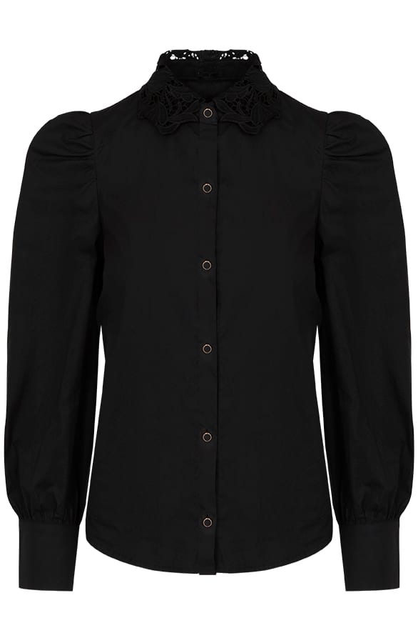 Noor Pofmouwen Blouse Zwart β shoparchief