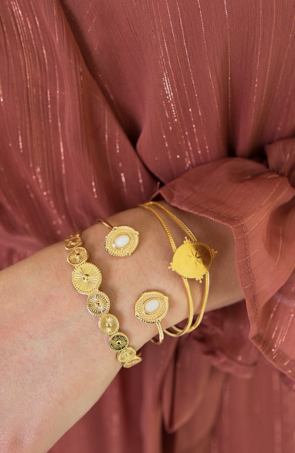 Amira Double White Jade Armband – shoparchief — foto 2