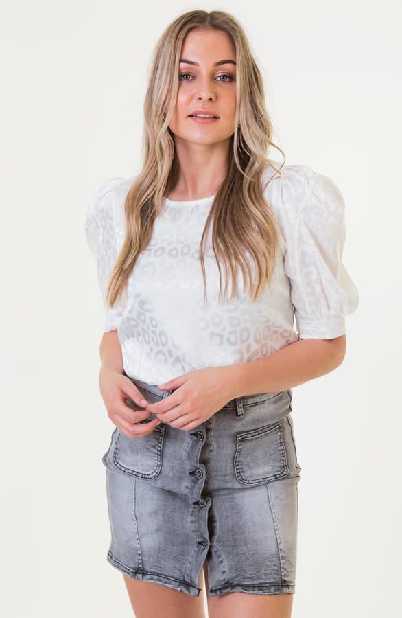 Blake Zijden Top Panter Wit – shoparchief