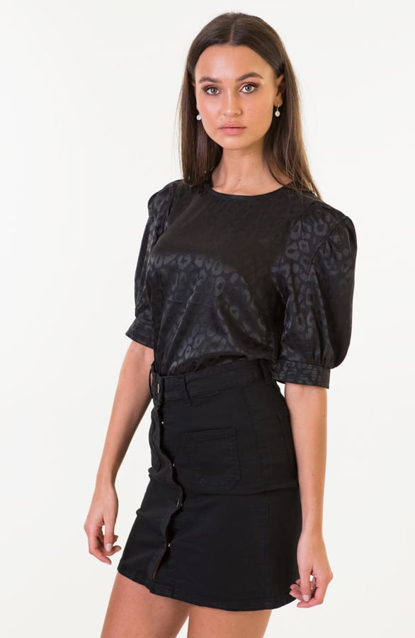 Blake Zijden Top Panter Zwart – shoparchief